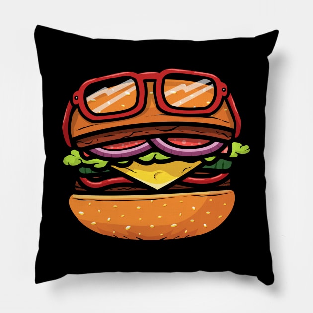 burger eyeglasses Pillow by noorshine