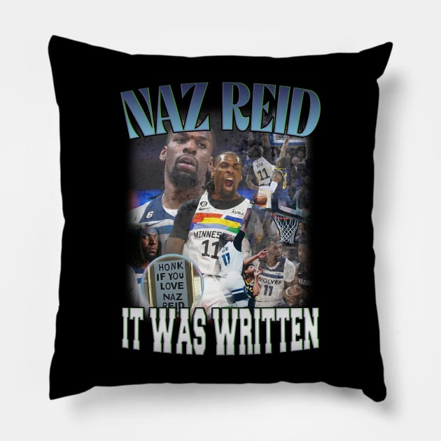 Naz Reid Minnesota Fan Favorite #11 Vintage 90's Retro Graphic Tee Design Pillow by dsuss