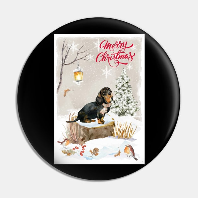 Black And Tan Dachshund Puppy Merry Christmas Santa Dog Pin by Puppy Eyes