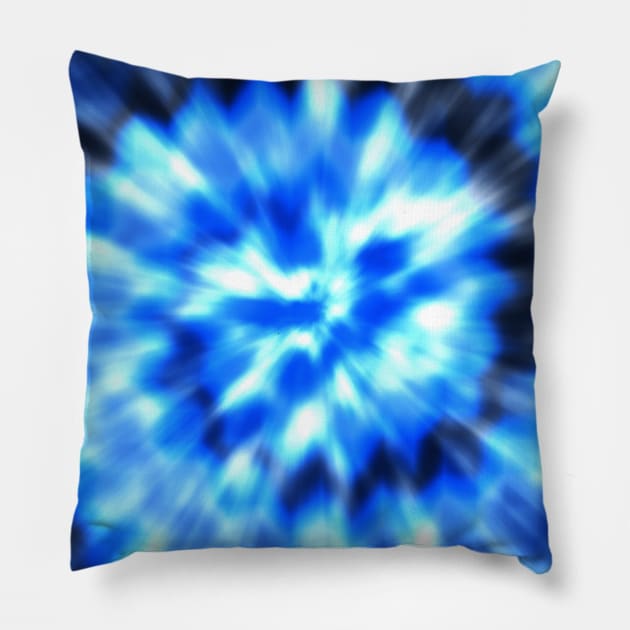 Tie Dye Psychedelic Blue Pillow by NekoNinja