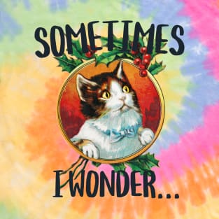 Sometimes i wonder...contemplative funny cat staring T-Shirt