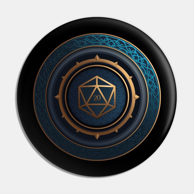 Fantasy Roleplaying Abstract D20 Dice Pin by dungeonarmory