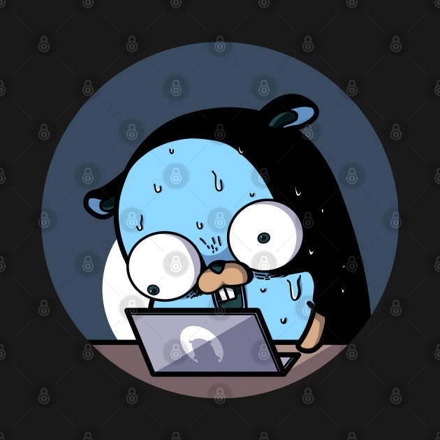 Golang Gopher Go Scared by clgtart