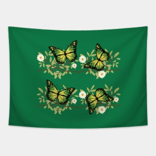 Four green butterflies Tapestry