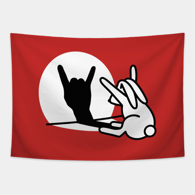 funny rabbit shadow hand rock music hard rock fan metal