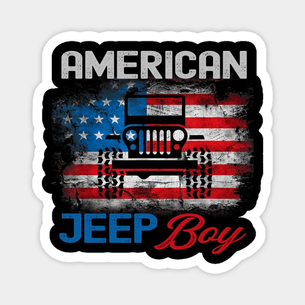 American Jeep Boy USA Flag Jeep Magnet by Oska Like