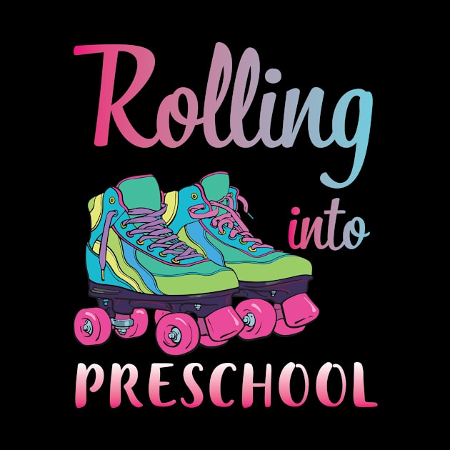 Rollerblading Students Rolling Into Preschool First Day Of School by joandraelliot