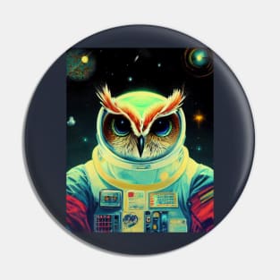 Retro Owl In Spacesuit Pin