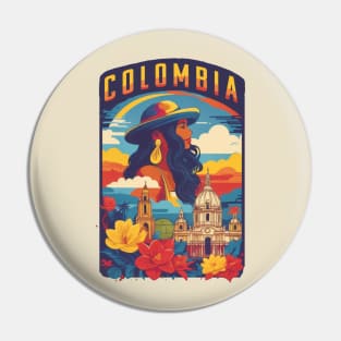 Vintage Travel Colombia Design Pin