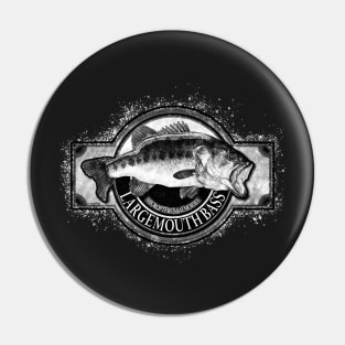 Largemouth Bass Vintage Black & White Pin