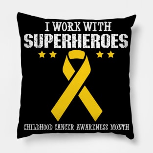 Pediatric Oncology Tshirt RN Nurse Oncologist Gold Ribbon Pillow