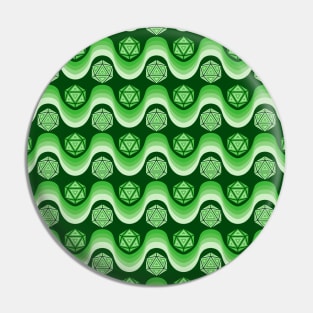 Retro Inspired D20 Dice and Color Wave Seamless Pattern - Green Pin