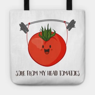 Sore From My Head Tomatoes, Funny Weight Lifting Tomato Tote
