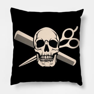 Skull, Scissors & Comb - Barber Graphic Pillow