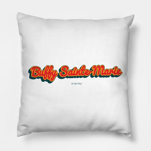 Buffy Sainte-Marie Pillow by PowelCastStudio