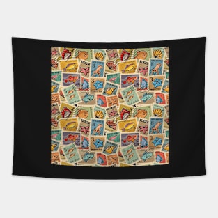 Ocean Animal Stamps Tapestry