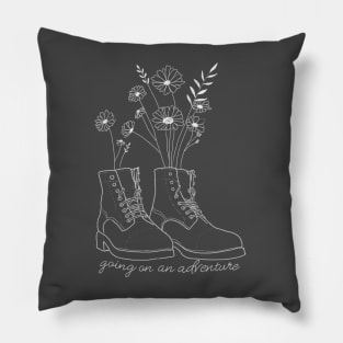 Boots art with flowers white Pillow