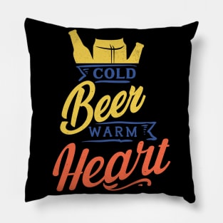 Cold Beer Warm Heart Pillow