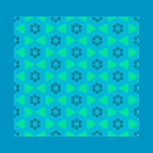 Groovy sixties geometric pattern in blue and green tones T-Shirt