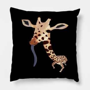 Silly looking giraffe with its tongue out Pillow