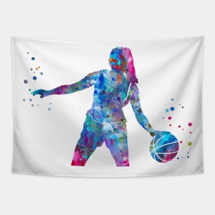 Girl Basketball Player With Ball Tapestry