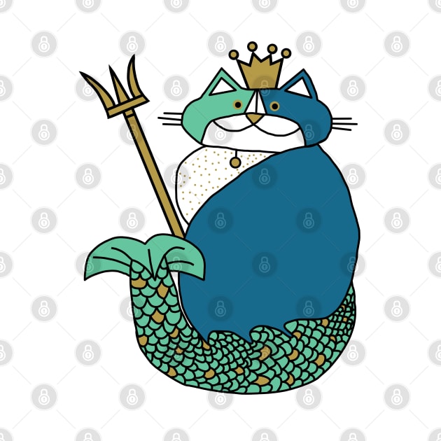 Kevin the Cat Mermaid King by ellenhenryart