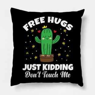 Free Hug Just Kidding Don't Touch Me Funny Cute Cactus Gift Pillow