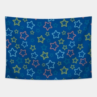 Multicolor stars silhouettes with dotted border Tapestry