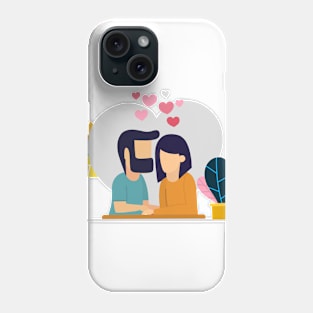 Illustration with romantic dinner. Dating. Valentines day celebration Phone Case