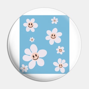 pattern flower emoji happy sky blue pink white Pin