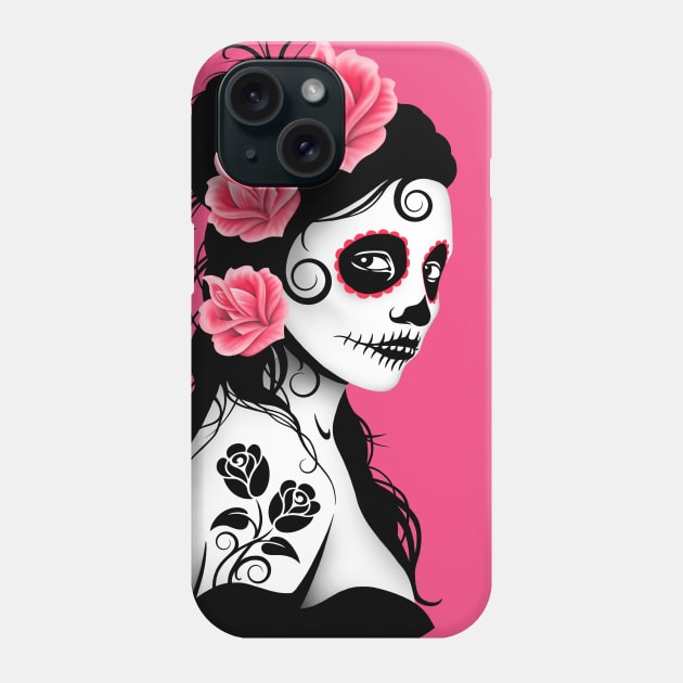 Pink Day of the Dead Sugar Skull Girl Phone Case by jeffbartels