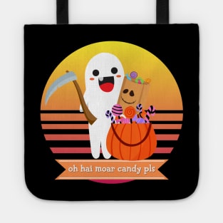 Halloween Cute Ghost Oh Hai Moar Candy Pls Candy Bag Trick or Treat Sweet Tooth Funny Costume Tote