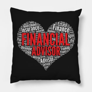 Financial Advisor Heart Shape Word Cloud Design design Pillow