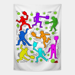 Pickleball Keith Haring Style Tapestry