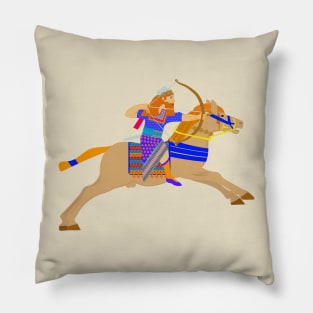 Ancient Persian Knight Archer Warrior Riding Horse Pillow