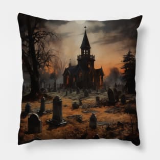 Moonlit Cemetery Pillow