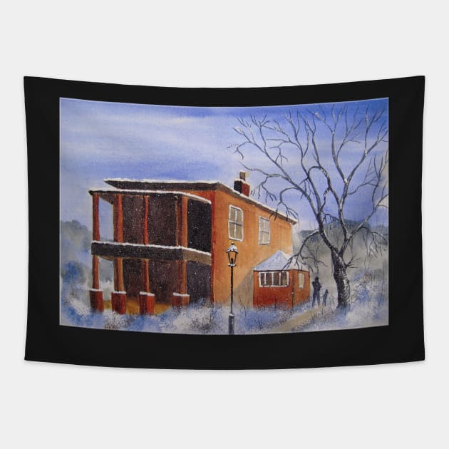 Walk in the Snow Tapestry by FrancesArt