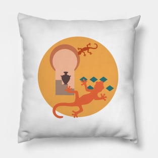 Lizard gecko oasis desert Pillow