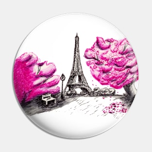 Hand painted Paris landscape Pin