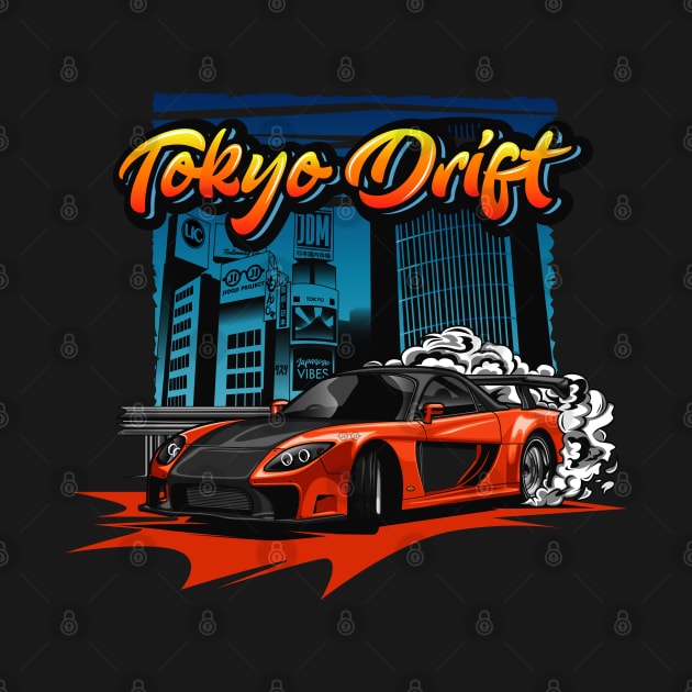 Tokyo Drift RX7 Illustration (Orange) by Jiooji Project