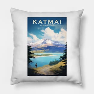 Katmai National Park Travel Poster Pillow