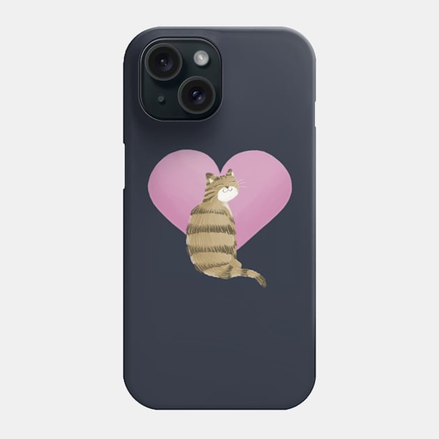 Valentines cat and heart Phone Case by AbbyCatAtelier