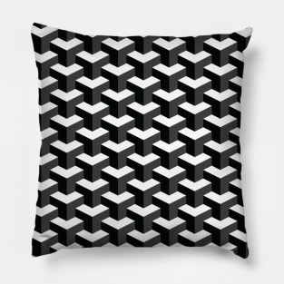 Black and White Cube Pattern 3D Effect Pillow