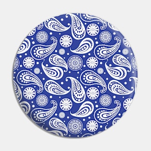 Mandala Pattern Blue and White Halloween Fall Autumn Season Pin