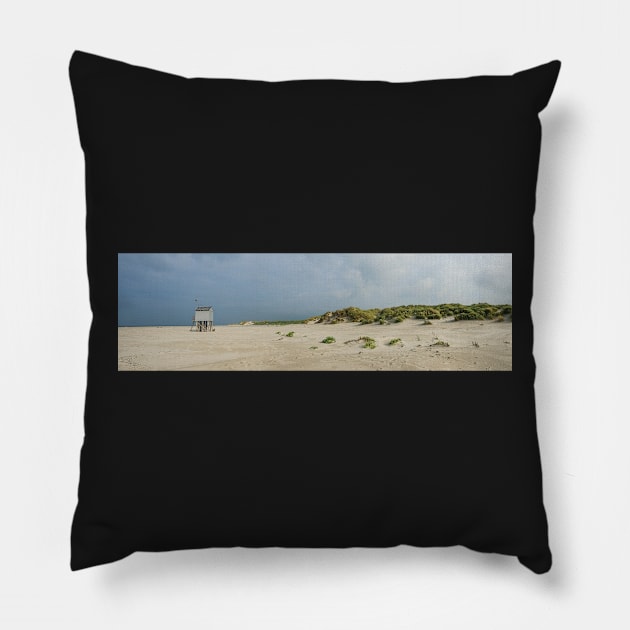 Emergency shelter on the beach of Terschelling, Netherlands Pillow by Dolfilms
