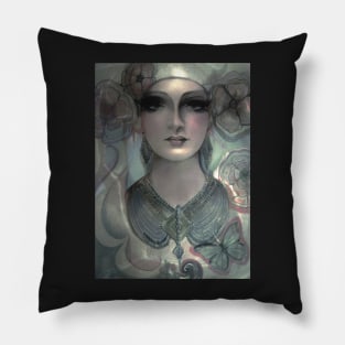 fashion exotic woman metallic designer print drawing Pillow