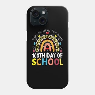 100Th Day Of School Teacher 100 Days Smarter Leopard Rainbow Phone Case