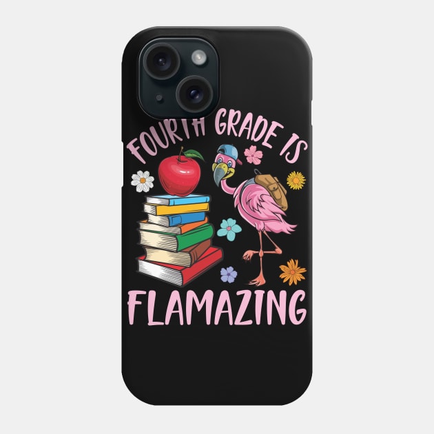 Flamingo Student Happy Back School Fourth Grade Is Flamazing Phone Case by joandraelliot