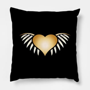 Golden heart wings Pillow