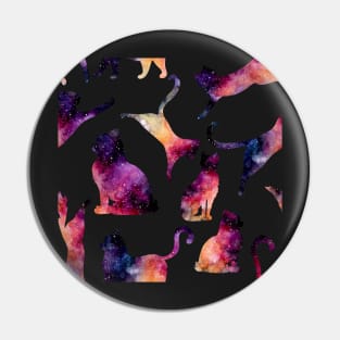 Watercolor Colorful Galaxy and Cats Pin